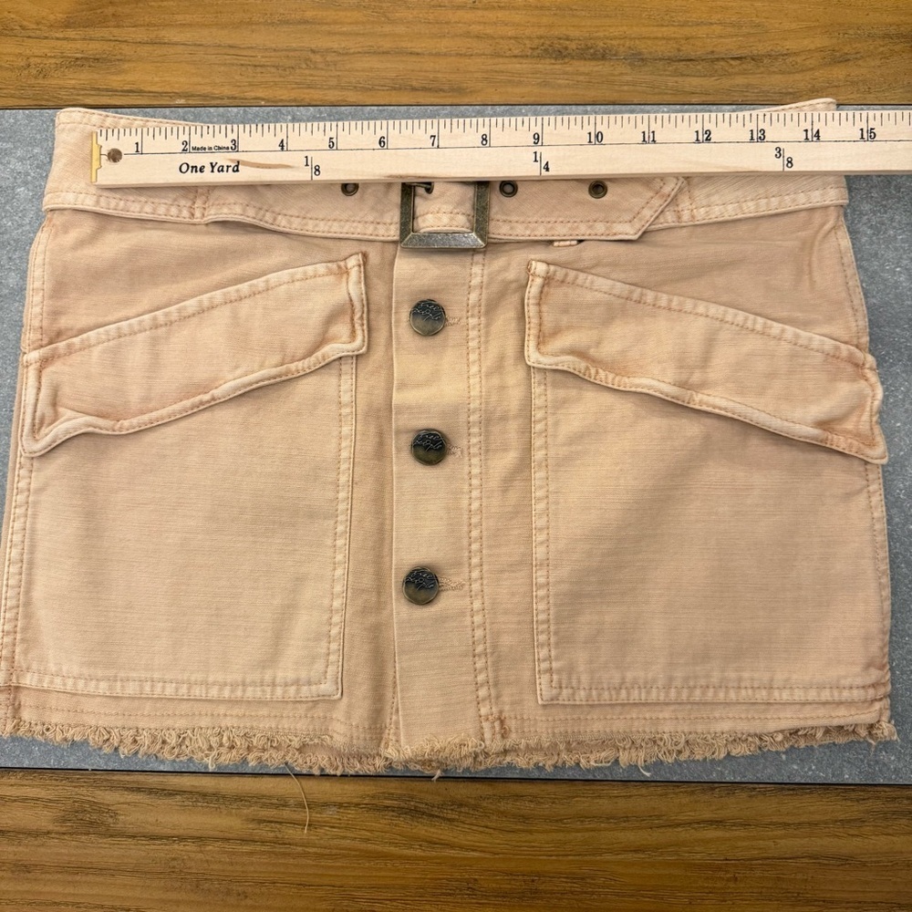 Free People Hang On Tight Belted Utility Mini Skirt in Sand Size 6 NWOT - Picture 13 of 14